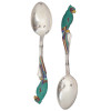 TWO RUSSIAN 916 SILVER ENAMEL PARROT SPOONS PIC-0