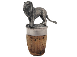 RUSSIAN SILVER LION FIGURINE CORK STOPPER