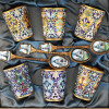 RUSSIAN MELCHIOR AND ENAMEL CUPS AND SPOONS IOB PIC-1