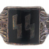 NAZI GERMAN WWII WAFFEN SS SILVER ENAMEL RING PIC-0