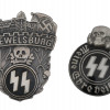 TWO NAZI GERMAN WWII WAFFEN SS ENAMELED BADGES PIC-0