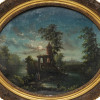 AN ANTIQUE FRENCH REVERSE GLASS PAINTING 19TH CEN PIC-1