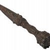 TIBETAN BUDDHIST CAST IRON PHURBA RITUAL DAGGER PIC-2