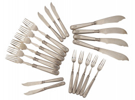 RUSSIAN STERLING SILVER FISH CUTLERY SET, 20 PCS