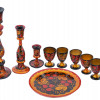 RUSSIAN KHOKHLOMA BAR SET & CANDLESTICKS, 10 PCS PIC-0