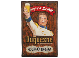 MID CENTURY DUQUESNE BEER ADVERTISMENT TIN SIGN