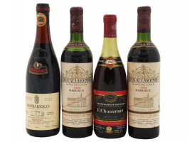 FOUR MID CENT BOTTLES OF FRENCH ITALIAN RED WINE