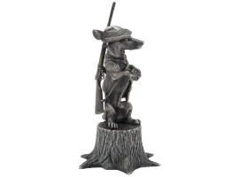 RUSSIAN SILVER FIGURINE OF A HUNTING DOG ON STUMP