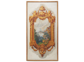 ANTIQUE FRENCH AUBUSSON GOUACHE TAPESTRY