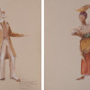 VINTAGE COSTUME DESIGN PAINTINGS SIGNED T. DORMAN PIC-1