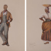 VINTAGE COSTUME DESIGN PAINTINGS SIGNED T. DORMAN PIC-1