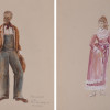 VINTAGE COSTUME DESIGN PAINTINGS SIGNED T. DORMAN PIC-1