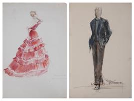 VINTAGE COSTUME DESIGN PAINTINGS ATTR TO DORMAN