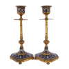 ANTIQUE PAIR OF FRENCH ENAMEL CANDLESTICKS C.1880 PIC-1