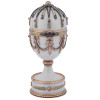 RUSSIAN 56 GOLD ENAMEL GARNETS DIAMOND EGG STAND PIC-0