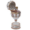 RUSSIAN 56 GOLD ENAMEL GARNETS DIAMOND EGG STAND PIC-1