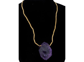 22K YELLOW GOLD AND RAW AMETHYST NECKLACE