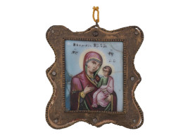 ANTIQUE RUSSIAN PORCELAIN ICON OUR LADY OF IVERON