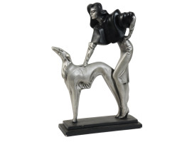 AUSTIN PRODUCTIONS METAL FIGURE OF WOMAN WITH DOG