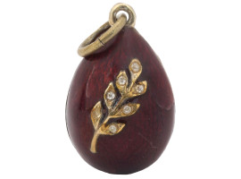 RUSSIAN SILVER ENAMEL AND DIAMONDS EGG PENDANT