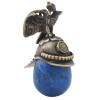 RUSSIAN SILVER LAPIS LAZULI CARVED EGG PENDANT PIC-0
