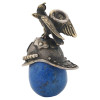 RUSSIAN SILVER LAPIS LAZULI CARVED EGG PENDANT PIC-1