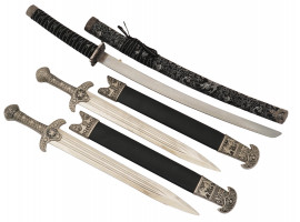 PAIR OF ROMAN GLADIUS AND A JAPANESE KATANA SWORD