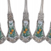 SILVER ENAMEL TEA SPOONS BY GEORG JENSEN, 5 PCS PIC-2