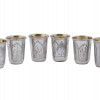 RUSSIAN ENGRAVED GILT SILVER VODKA CUPS, 6 PCS PIC-0