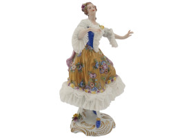 ANTIQUE DRESDEN VOLKSTEDT LACE PORCELAIN LADY