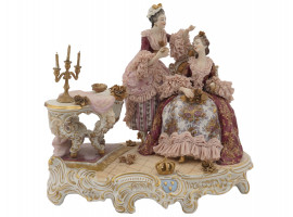 ANTIQUE DRESDEN VOLKSTEDT LACE PORCELAIN LADIES