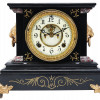 ANTIQUE ANSONIA CAT IRON AND MARBLE MANTEL CLOCK PIC-1