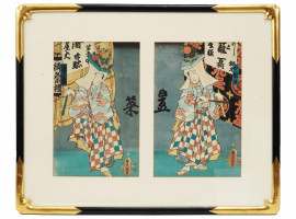 PAIR OF JAPANESE UKIYO E COLOR WOOD BLOCK PRINTS