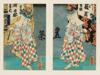 PAIR OF JAPANESE UKIYO E COLOR WOOD BLOCK PRINTS PIC-1