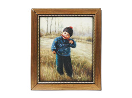 AFTER JIANG HUI PORTRAIT OF A CHILD OIL PAINTING