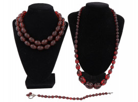 PAIR OF MID CENT CHERRY BAKELITE BEADED NECKLACES