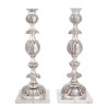 ANTIQUE RUSSIAN SABBATH SILVER CANDLESTICKS PAIR PIC-0