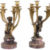 ANTIQUE AFTER CLODION ORMOLU MARBLE CANDELABRA PIC-1