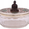 ANTIQUE JAPANESE GLASS AN ENAMEL BOX WITH BUDDHA PIC-0