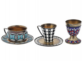 RUSSIAN SILVER AND SILVER PLATED ENAMEL CUPS