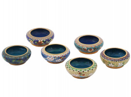 SET OF MID CENTURY CHINESE CLOISONNE ENAMEL BOWLS