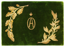 1900S RUSSIAN EMBROIDERED GREEN VELVET PORTFOLIO