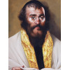 MID CENTURY JUDAICA RABBI PAINTING BY F. DOMAN PIC-1