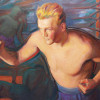 JOSEPH GOSS COWELL THE BOXER OIL PAINTING PIC-1