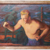 JOSEPH GOSS COWELL THE BOXER OIL PAINTING PIC-0