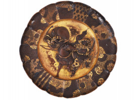 JAPANESE MEIJI ERA EMBOSSED COPPER WALL PLATE