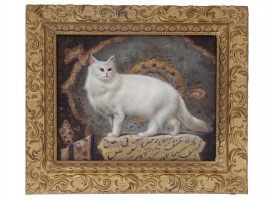 FRAMED OIL PAINTING OF A PERSIAN CAT BY L CAMDY