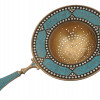 RUSSIAN GILT SILVER AND BLUE ENAMEL TEA STRAINER PIC-0