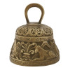CAST BRONZE CHURCH HAND BELL WITH ANIMAL RELIEF PIC-0