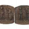 ANTIQUE EUROPEAN FIGURAL SCENES BRONZE BOOK ENDS PIC-0